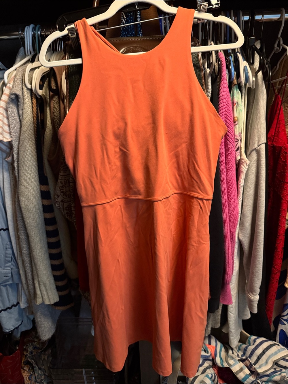 Athleta Coral Sleeveless Fit-and-Flare Mini Dress
